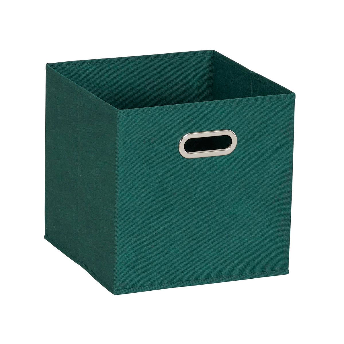 Household Essentials Fabric Storage Cube Bins, 6 Piece Set, Strong Poly-Woven Fabric, Chipboard Sides, Grommet Front Handle, Stackable and Foldable, Classic Design, Green