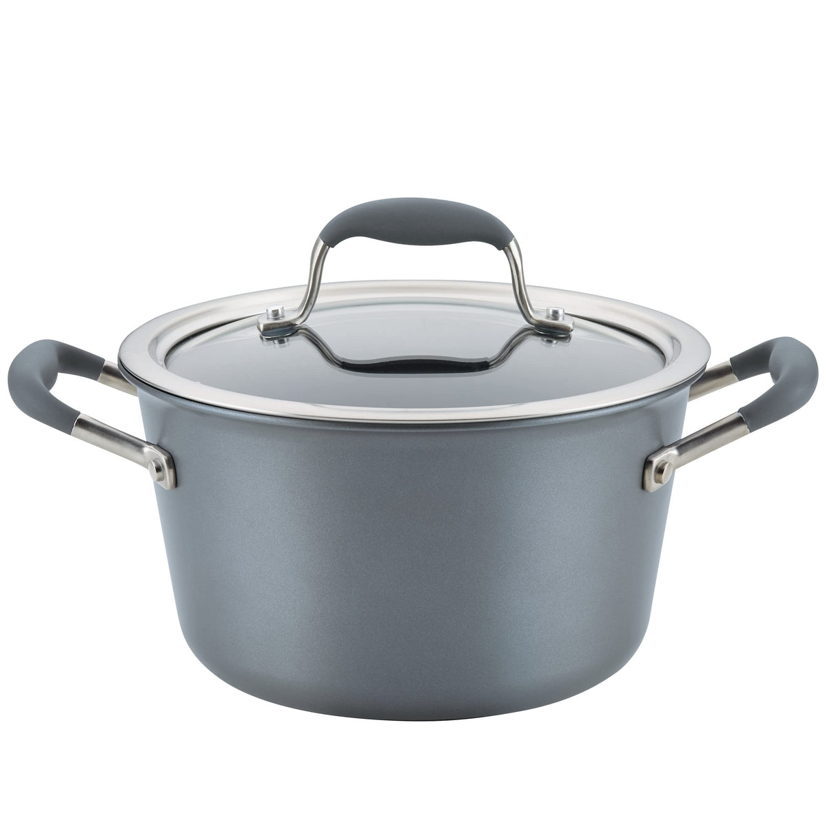 Anolon Advanced Home Nonstick Saucepan with Straining Lid, 2-Quart, Onyx