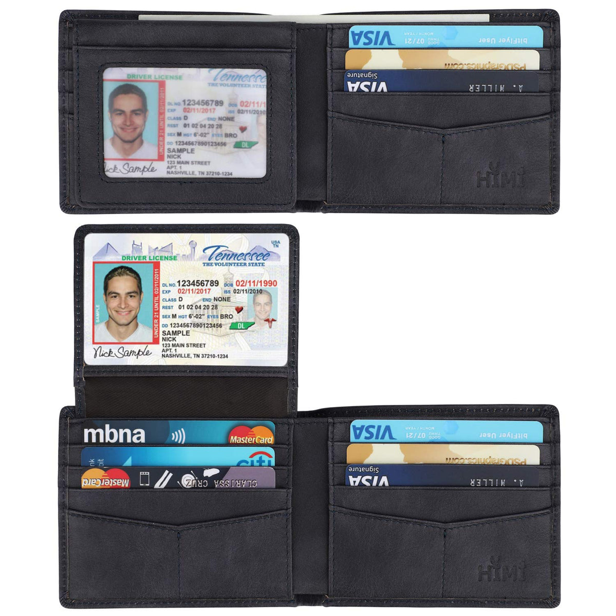 Wallet for Men-Genuine Leather RFID Blocking Bifold Stylish Wallet With 2 ID Window