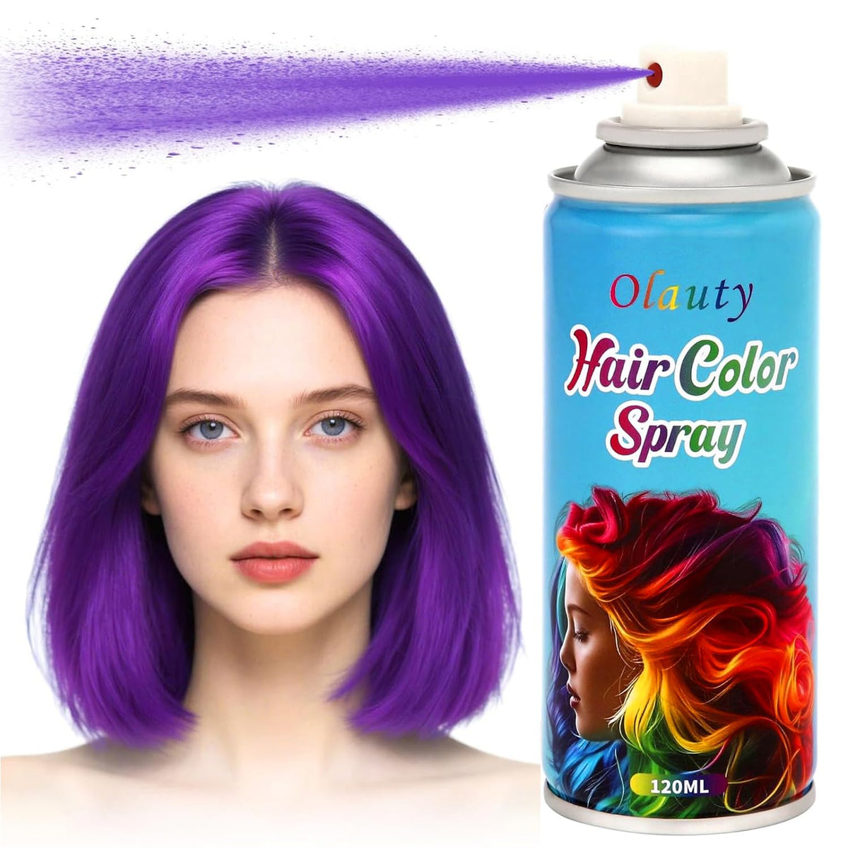Purple Hair Spray, Temporary Hair Dye Spray For Kids Women,Washable Hair Color Wax, Non-Sticky Hair Coloring Pomades for Cosplay Party, Halloween DIY Crazy Hair Day (Purple)