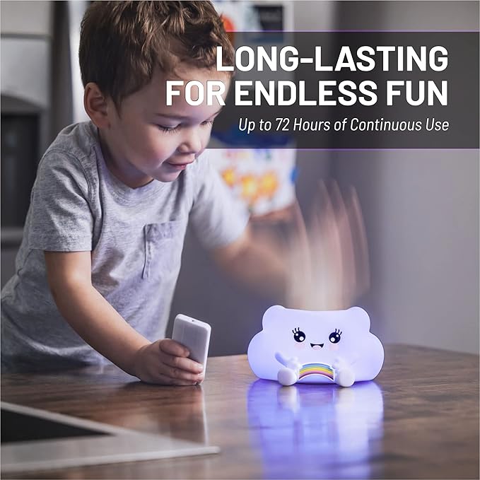 Lumipets Remote Control Silicone Night Light for Kids - Cloud Design with 9 Soft Colors & Sleep Timer - Rechargeable, Battery-Operated Lamp for Bedroom | Baby Nursery, Toddler, Girls, Boys