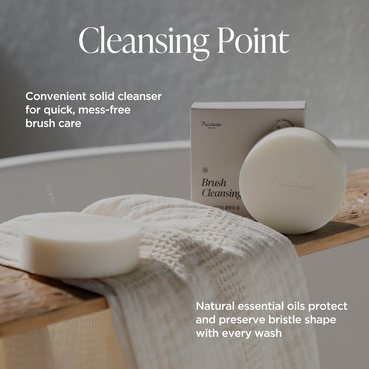 Piccasso Brush Cleaner – Makeup Brush Cleaner Cleanser Soap for Deep Cleaning, Gentle Brush Cleaner for Makeup Brushes, Professional Brush Cleaner Make Up Solid Cleanser