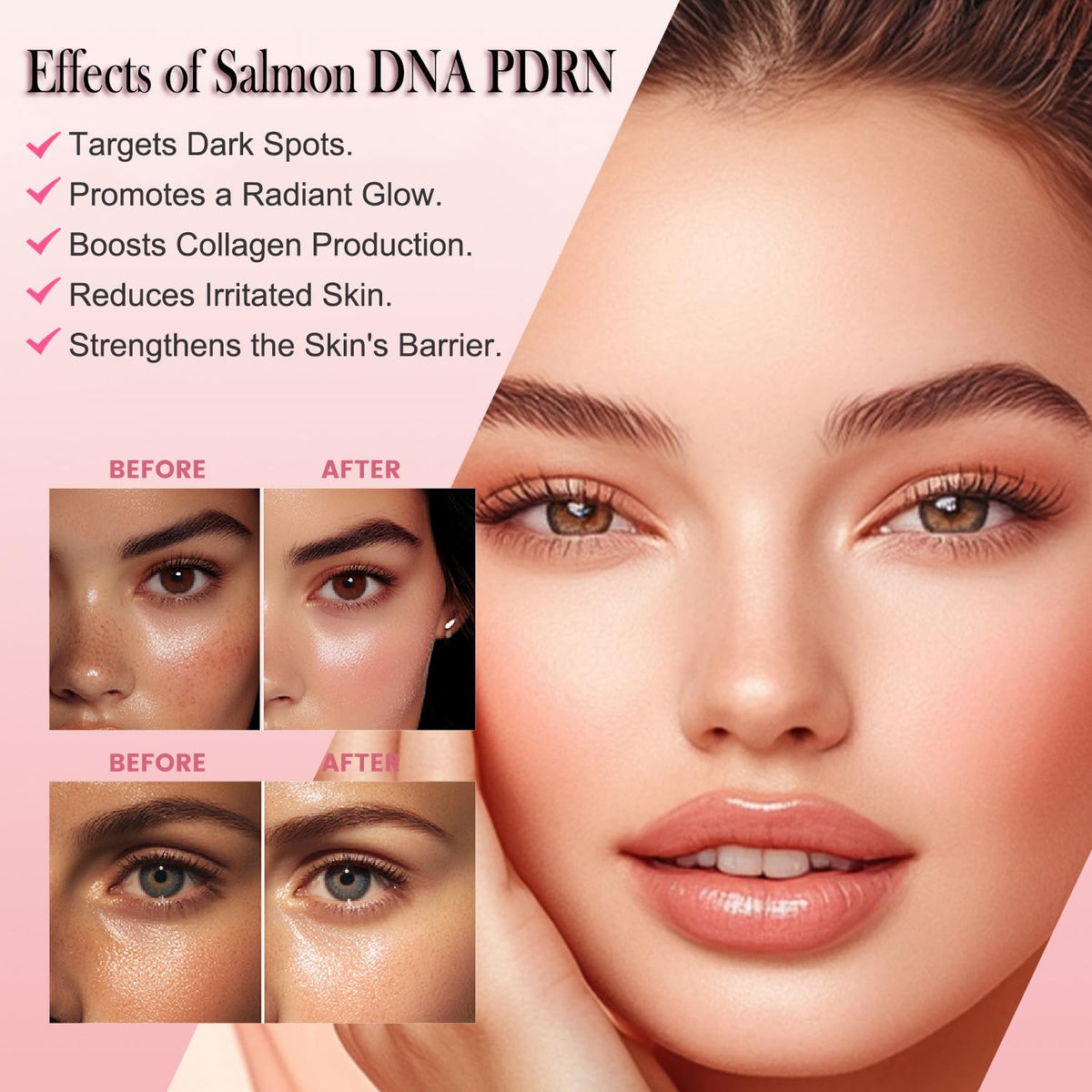 Mtmult PDRN Serum, Salmon DNA Serum - Korean Skin Care Anti-Aging Ampoule with 99% Salmon DNA PDRN, Collagen & Hyaluronic Acid, 0.05 fl.oz x 30e, Firming & Moisturizing - Fuses Salmon DNA Power
