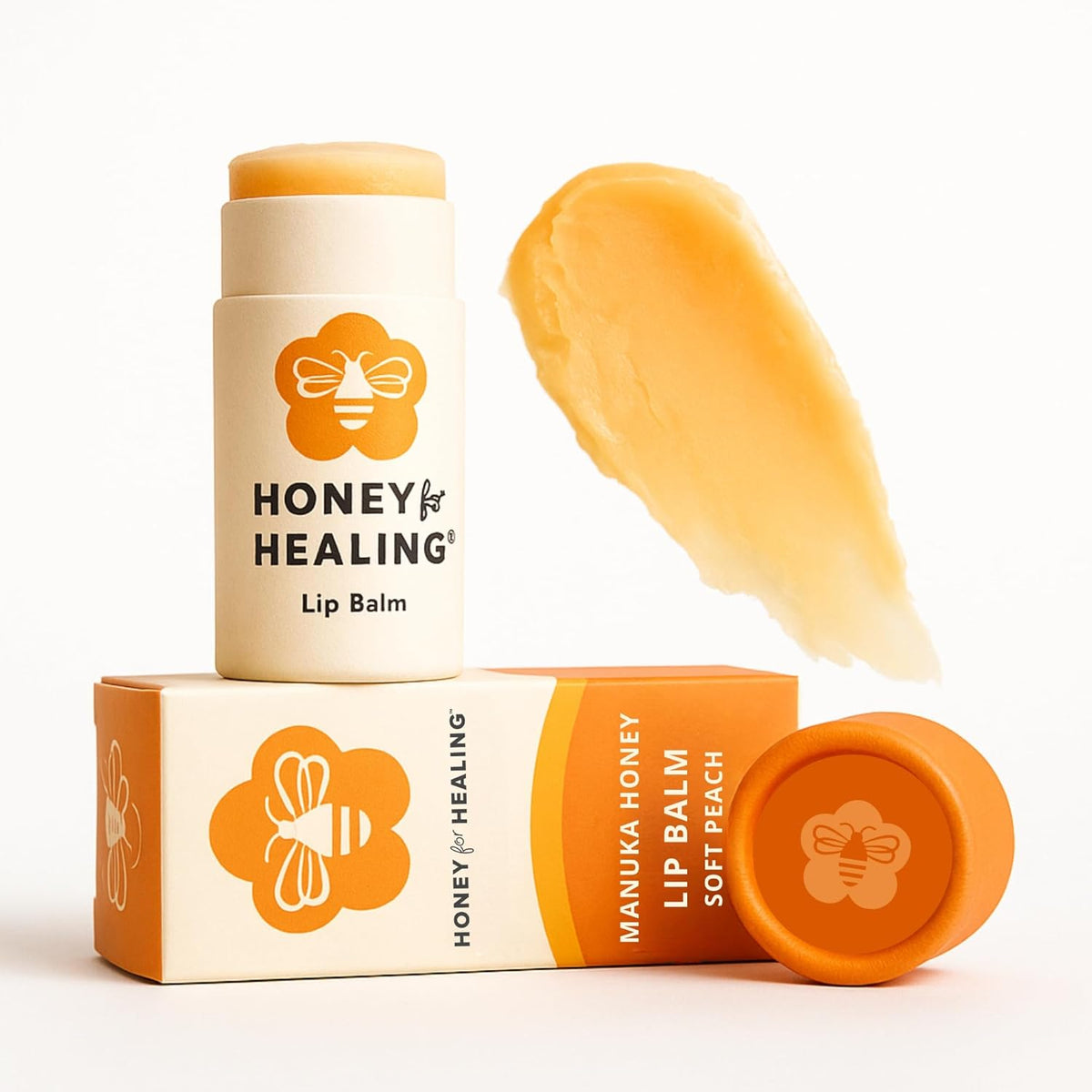 Manuka Honey Lip Balm 15+ UMF – Ultra-Hydrating Formula with Beeswax, Castor Oil & Organic Coconut Oil | 12+ Hour Moisture | Eco-Friendly Recyclable Tube | 0.25 oz / 7 g (Soft Peach)
