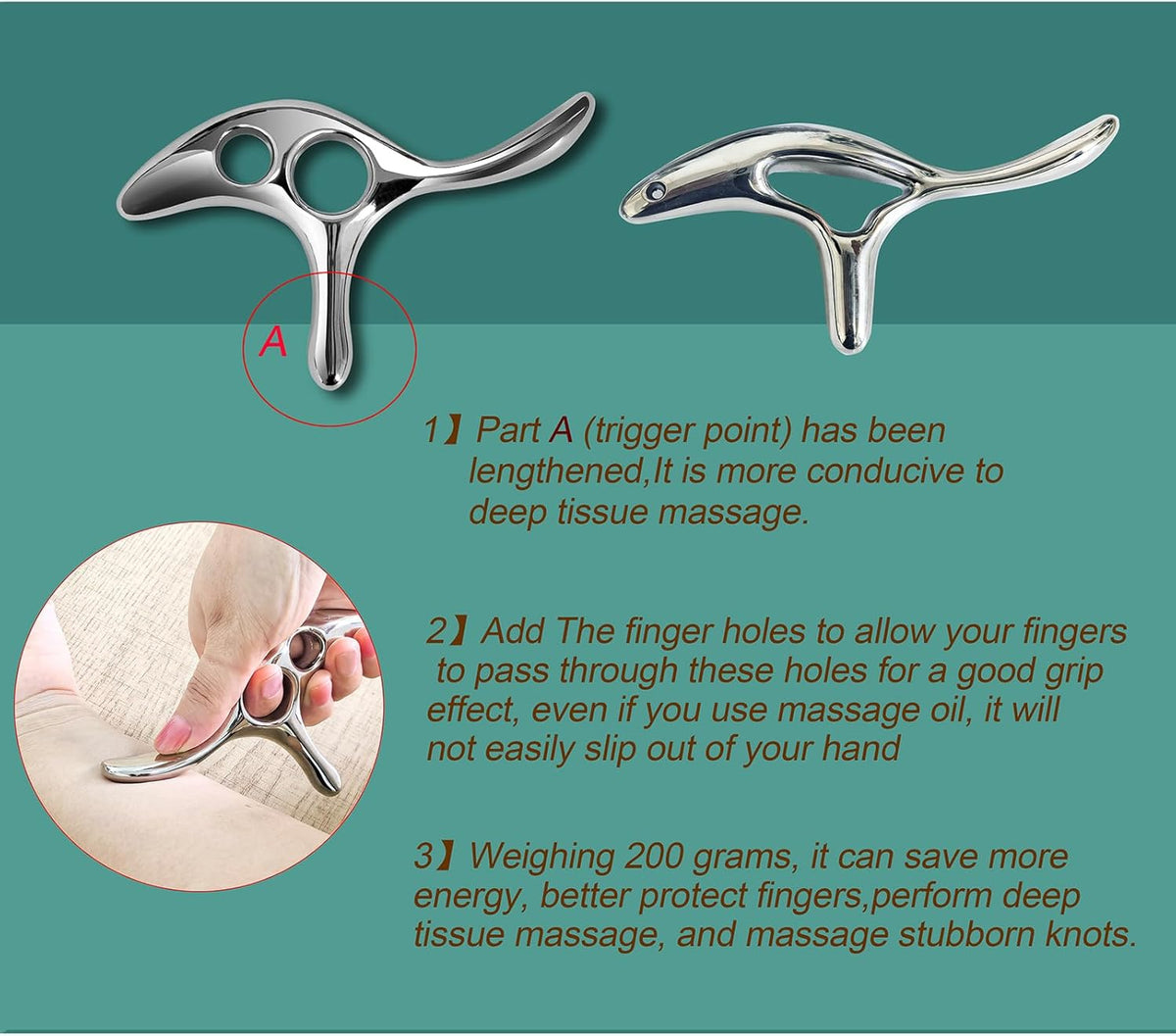 BYYDDIY Gua Sha Trigger Point Massage Tool -Thumb Protector,Deep Tissue Massage,Muscle Scraper Tool (T)
