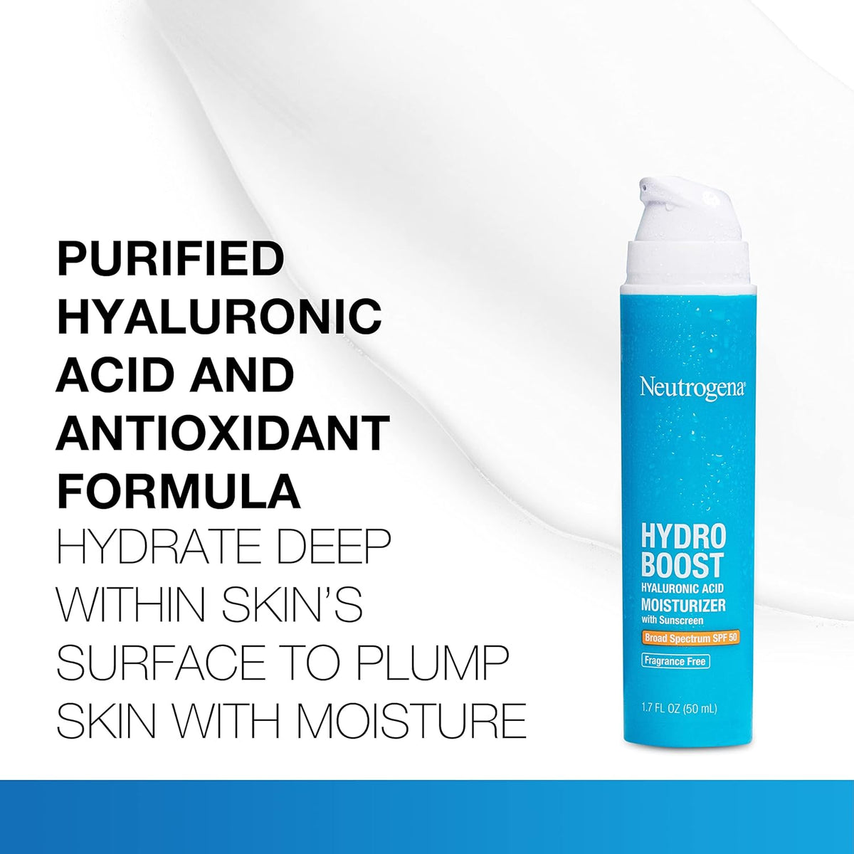 Neutrogena Hydro Boost Hyaluronic Acid Hydrating Face Moisturizer With SPF 50, Fragrance Free Facial Moisturizer, 1.7 fl. oz, & Trial Size Hydro Boost Facial Cleanser, 0.5 fl. oz