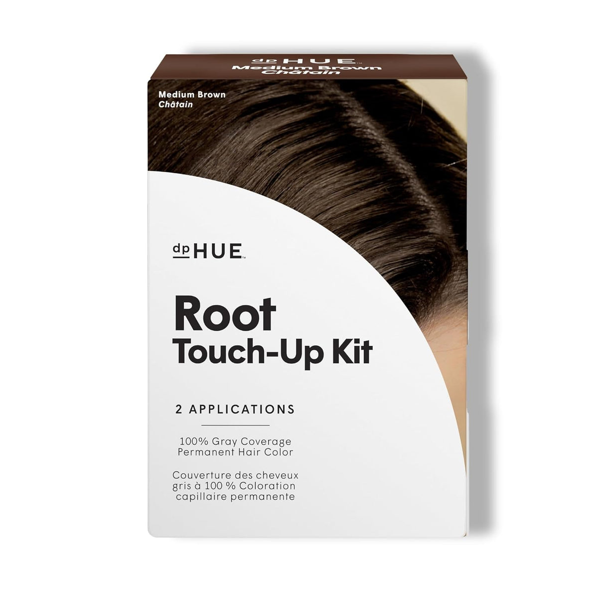dpHUE Root Touch-Up Kit, Medium Brown - Permanent Hair Color for Gray Coverage - Includes Two Applications - Paraben, SLS & SLES Sulfate Free - Leaping Bunny Certified