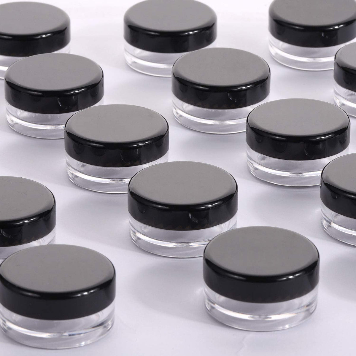 100 Count 10g Small Sample Containers with Lids Plastic Jar Cosmetic Jars Empty Makeup Jars Lip Balm Containers - Black