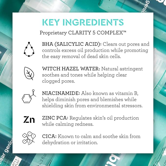Bliss Clear Genius Clarifying Toner + Serum - 4.3 Fl Oz - Purifies Pores, Tones, Calms & Clears Skin - Salicylic Acid, Niacinamide & Witch Hazel - Clean Paraben Free - Vegan & Cruelty-Free