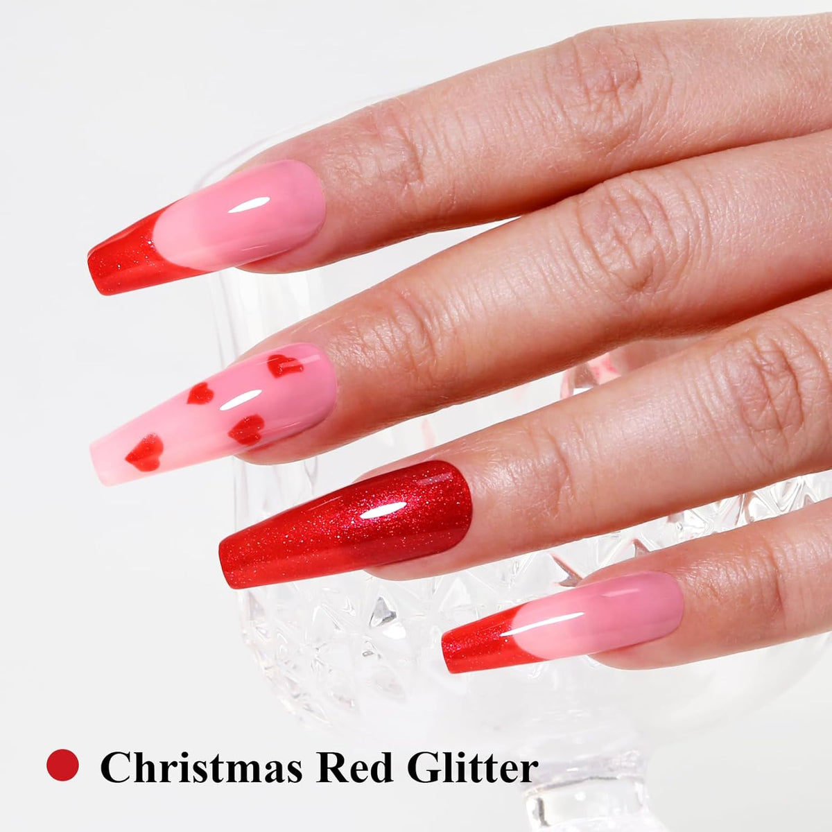 Imtiti Glitter Gel Nail Polish, Christmas Red Iridescent Glitter Gel Polish Diamond Shimmer Sparkle Soak Off UV LED Nail Gel Polish Autumn Winter Gel Polish Manicure Gel Nail Kit 10ML