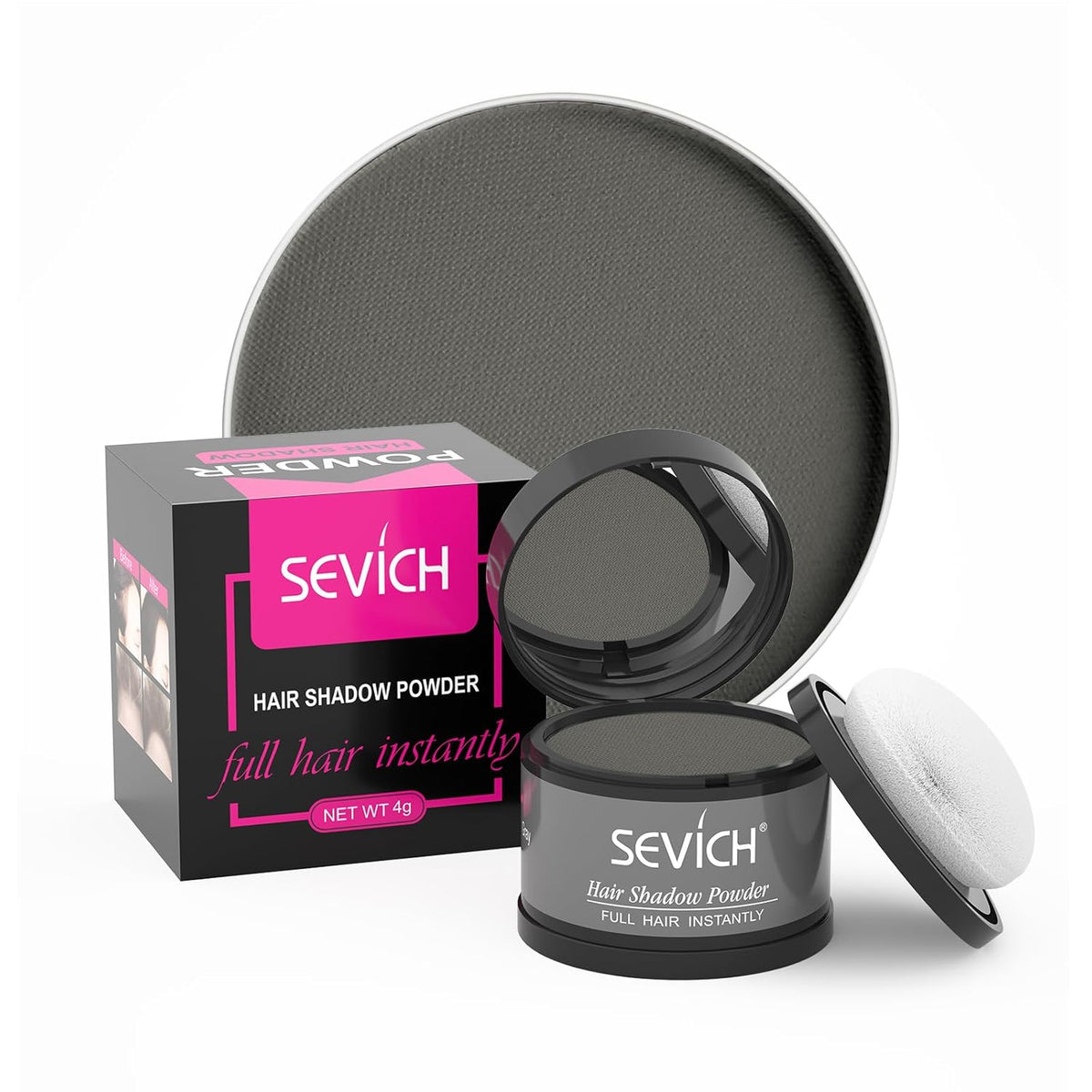 Sevich Hairline Powder: Instantly Conceals Hair Loss and Gray Roots, Grey Windproof & Sweatproof Hair Toppers for Women & Men