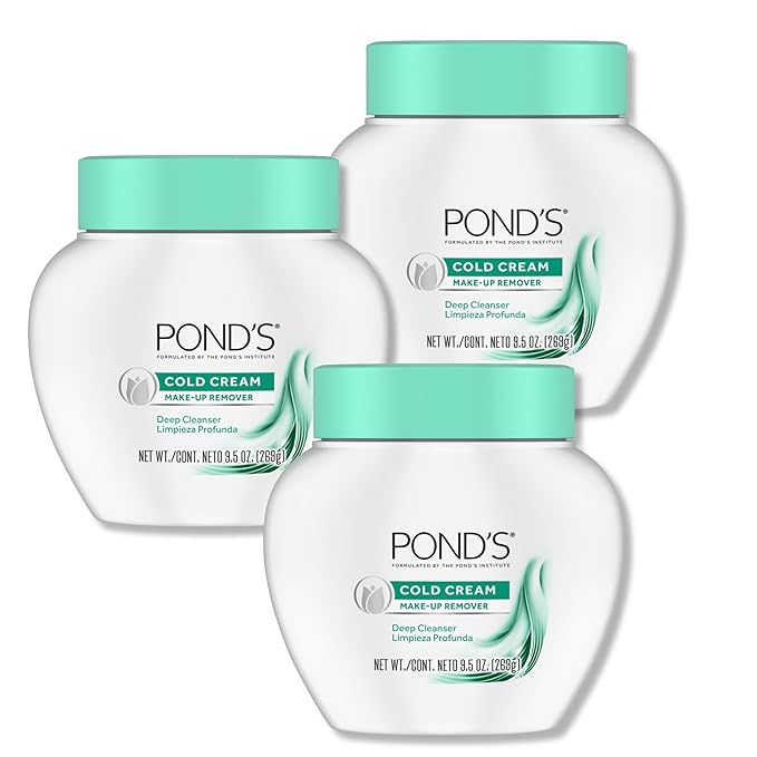 POND'S Cold Face Cream, Skin Care Facial Cleanser for All Skin Types, Deep Moisturizing Face Wash & Makeup Remover, 9.5 oz, 3 Pack