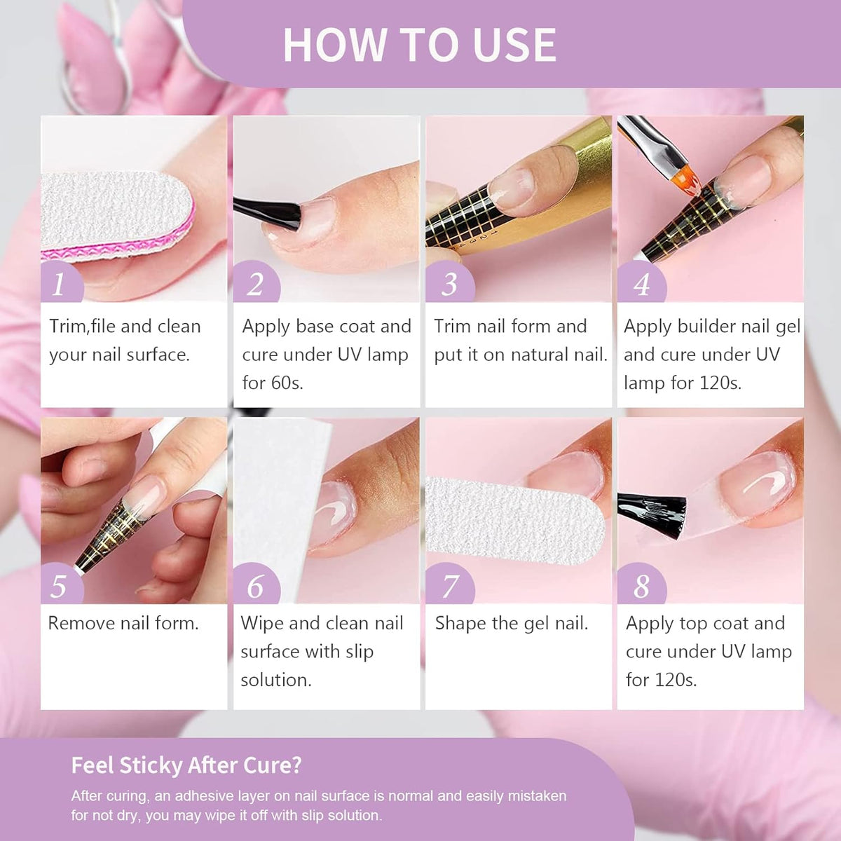 X&D Poly Gel Nail Kit - Natural Clear 5 Colors, Dual Forms, Gel Brush with Spatula, Professional Nail File and Buffer Set