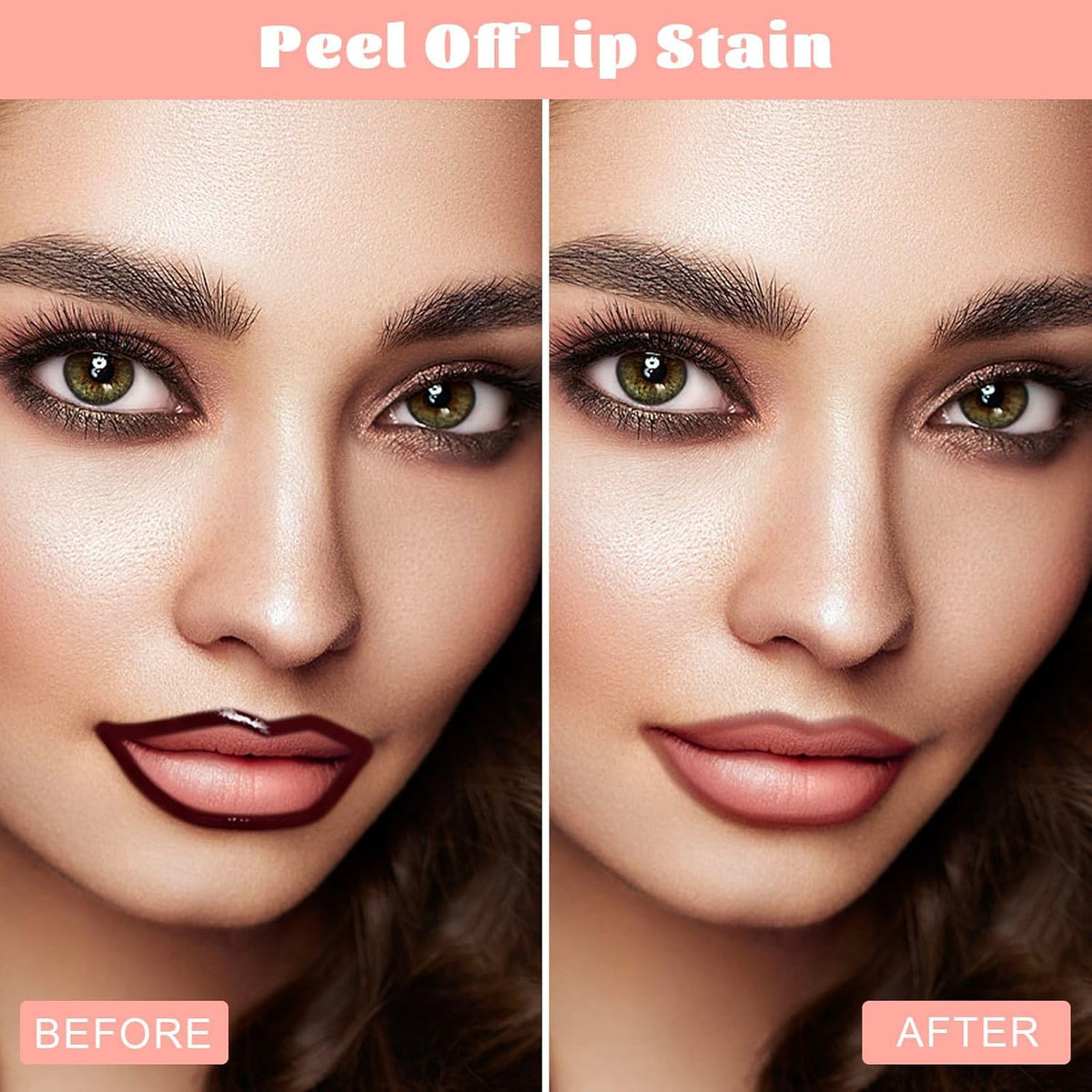 Peel Off Lip Liner Stain - Long Lasting Natural Lip Stain Transfer-proof Lip Liner, Moisturizing Waterproof Lip Gloss Stain, Highly Pigmented Color for All Skin, Ideal Gifts for Women (Coffee)