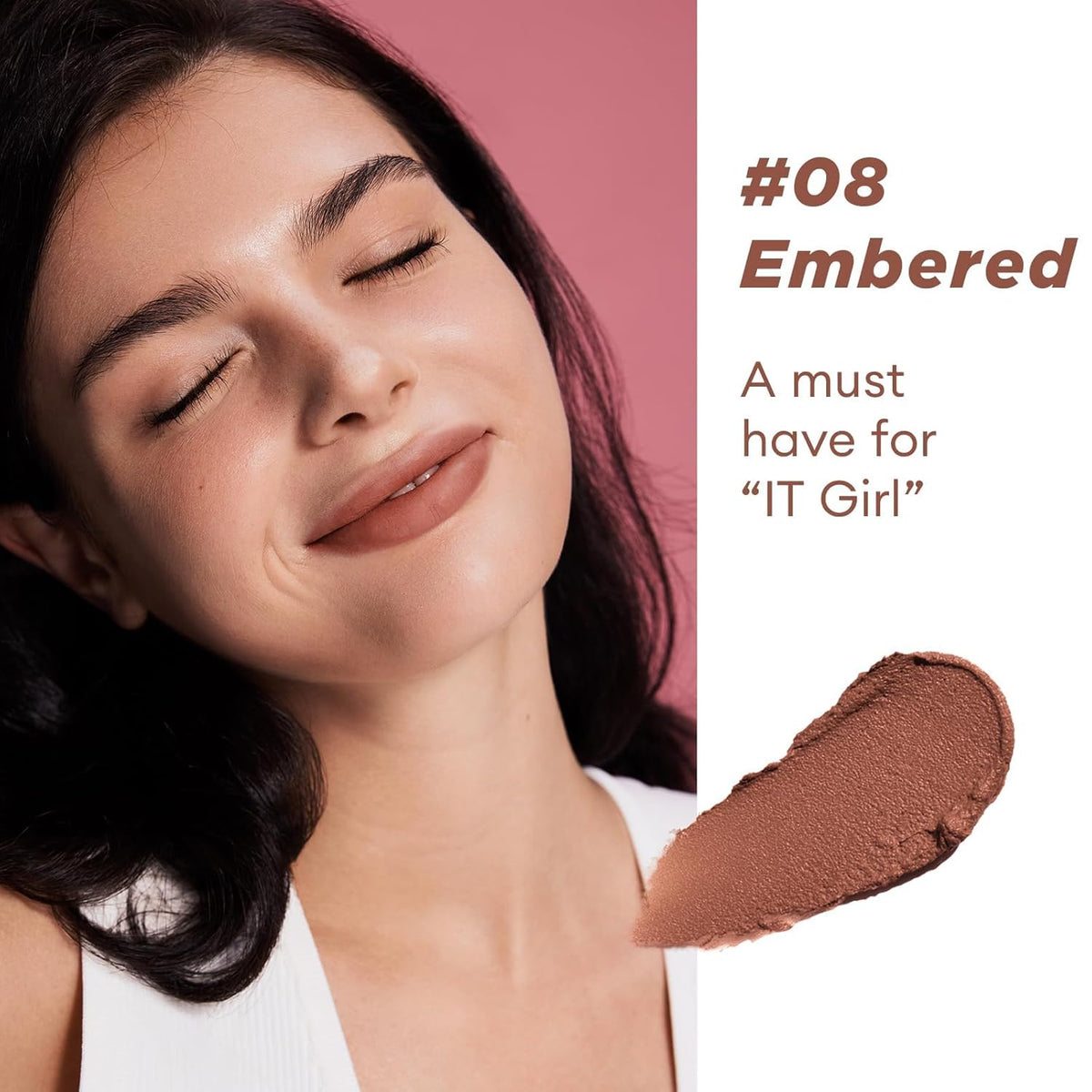 ITY Velvet Matte Finish Lip Stain-Mousse Textured Lip Clay, Red Shade, Conceals Lip Lines, Rich Pigment Lip Tint Lipsticks, 0.14 oz (4g) in Ginger, Embered.