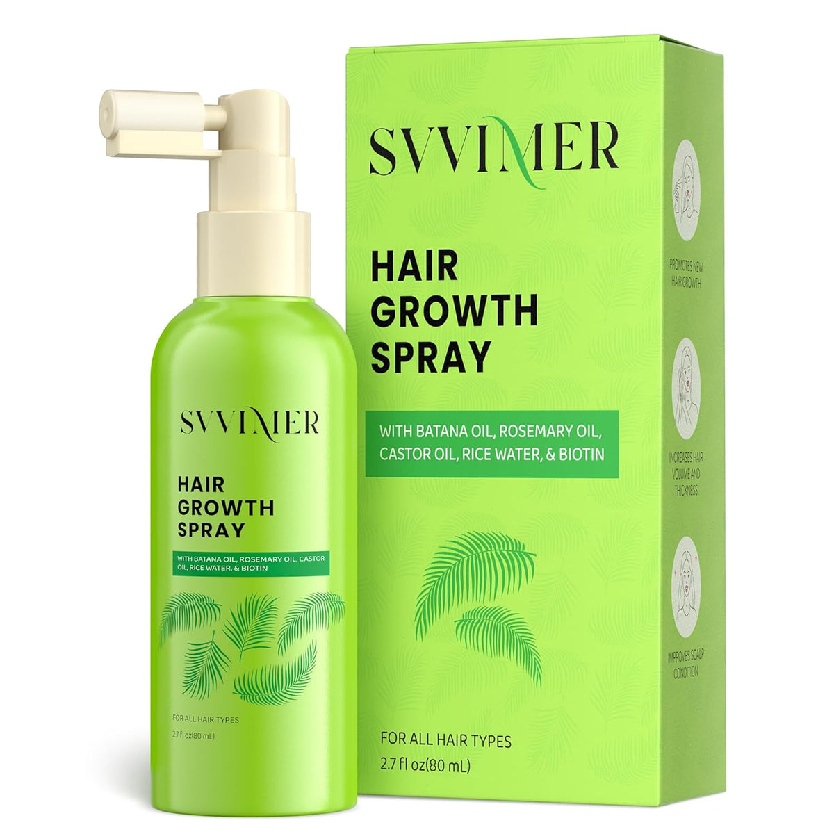 Hair Growth Serum Spray - with Rosemary Batana Oil Biotin for Hair Loss and Thinning - Thicker Fuller Longer - for Women and Men 2.7 Fl Oz (Pack of 1)