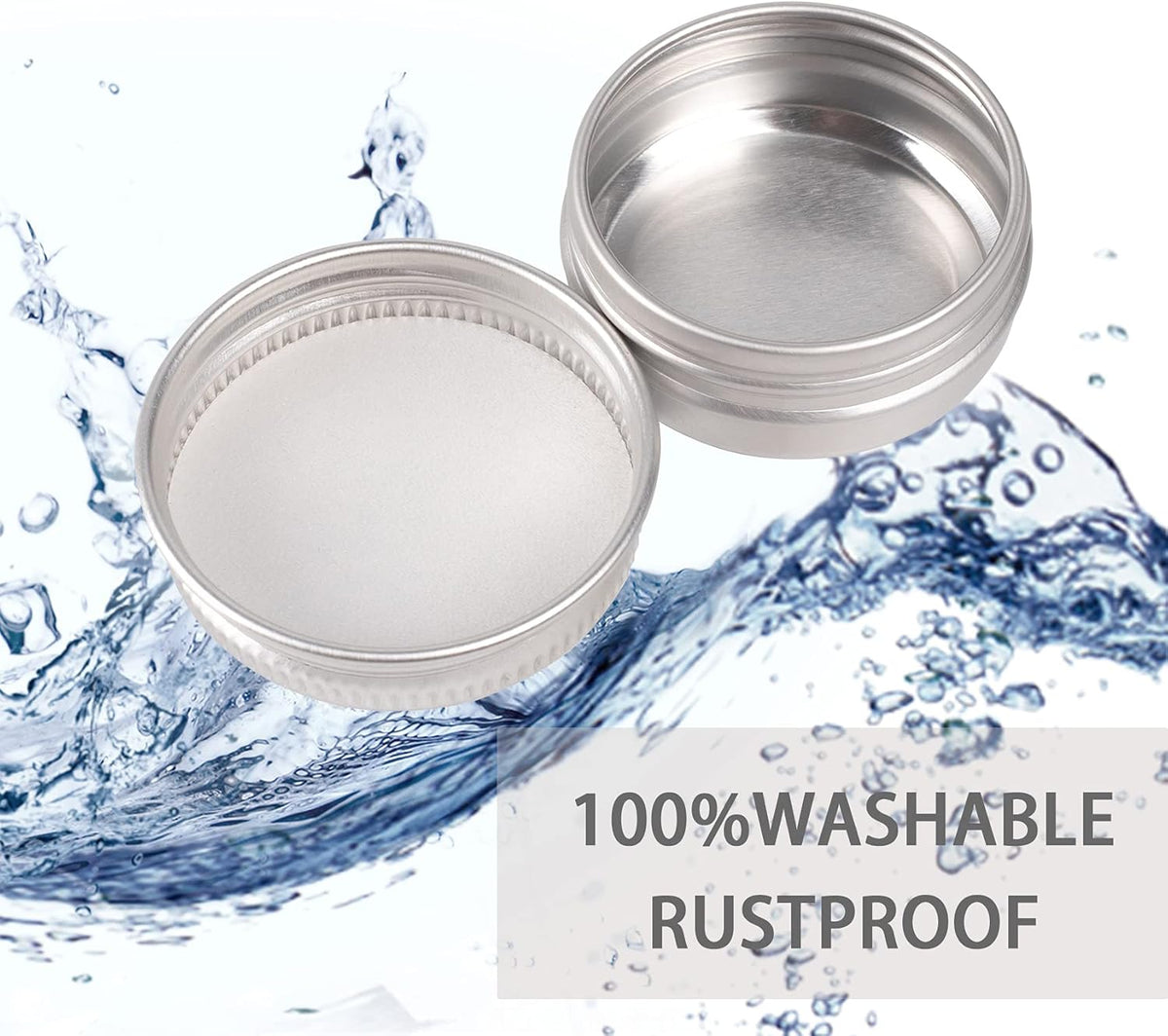 0.5 oz Screw Top Aluminum Tin Jar with Screw Lid and Blank Labels (Silver - Pack of 32)