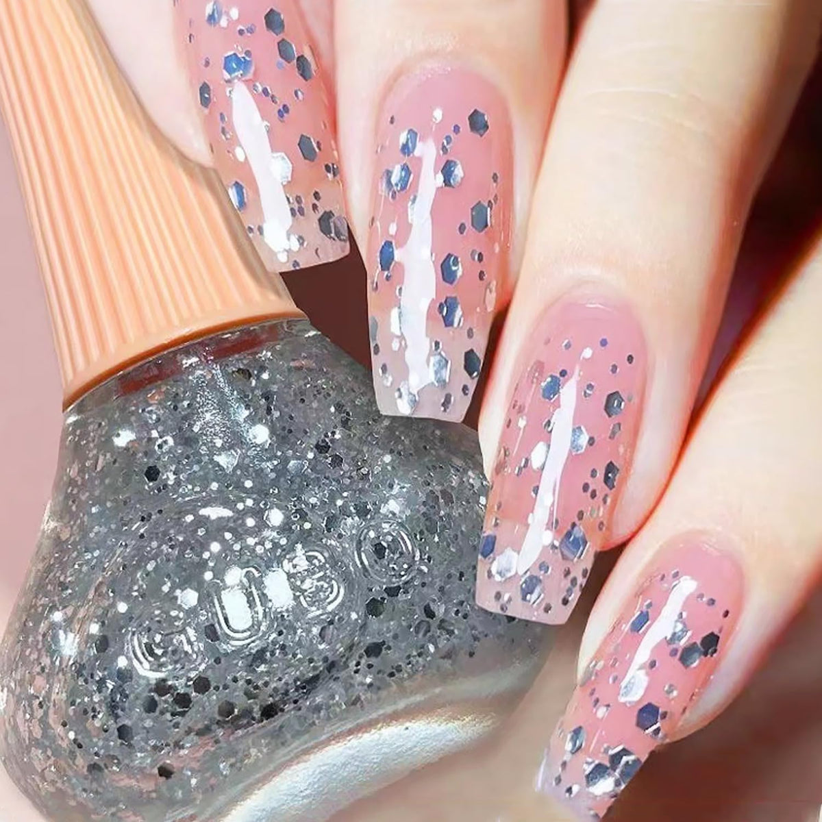 Major Dijit Quick Dry Nail Polish Clear Silver Summer Nail Lacquer for Nail Art Regular Nail Polish 0.41 fl oz.
