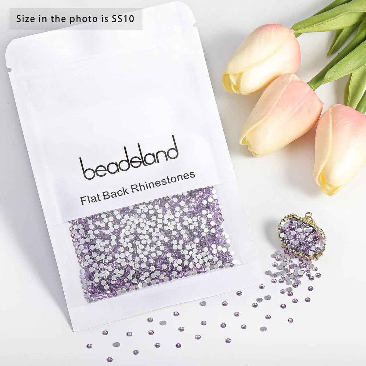 Beadsland 1440pcs Flat Back Crystal Rhinestones Round Gems for Nail Art and Craft Glue Fix, Violet,SS10,2.7-2.9mm