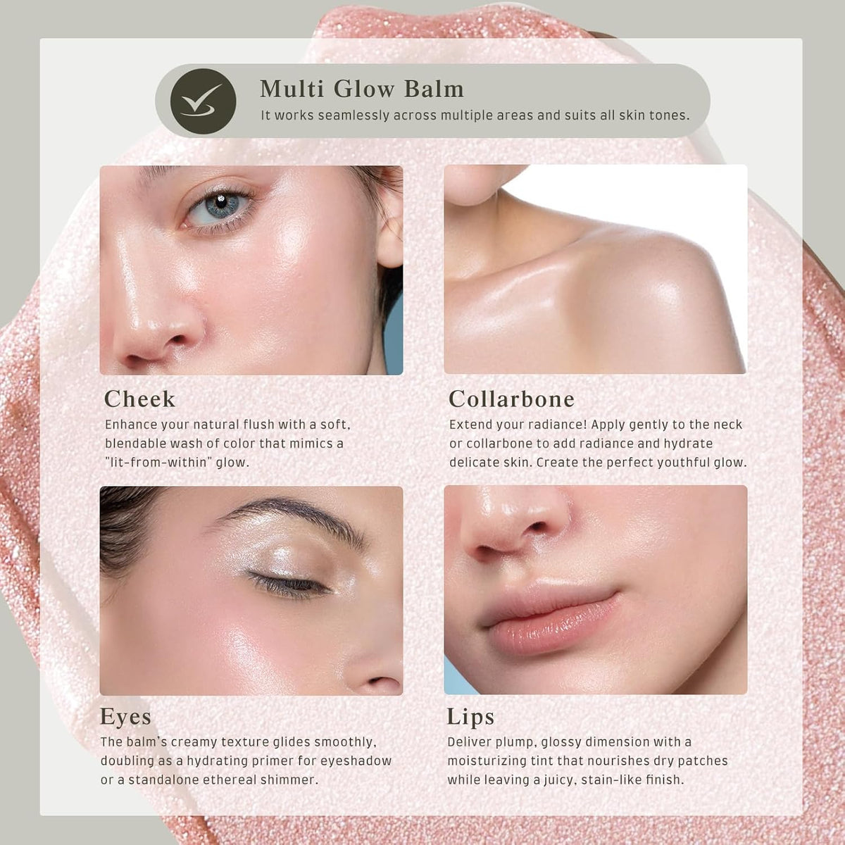 Multi Glow Balm, Cream Blush for Cheeks, Blush Balm Face Makeup, Radiant Finish, Hydrating, Creamy, Lightweight & Blendable Color, Face Makeup, 0.63 Oz