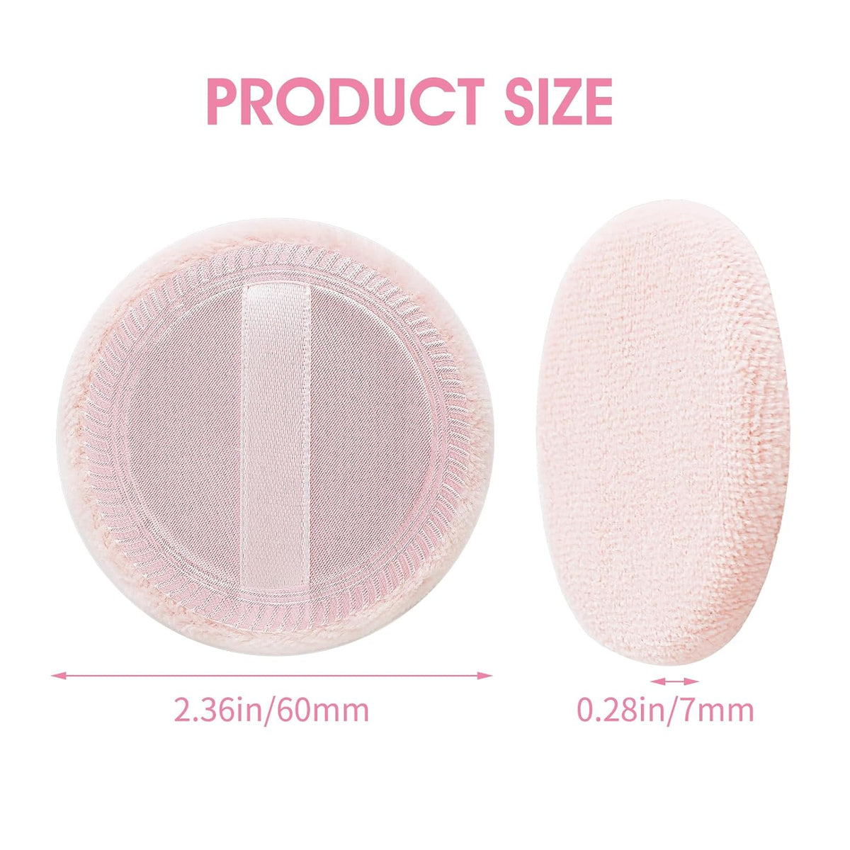 12PCS Makeup Powder Puffs Pink Cotton Powder Puffs Round Powder Puff for Makeup Face Powder Velour Puffs for Loose Powder Washable (pink+white-12pcs)