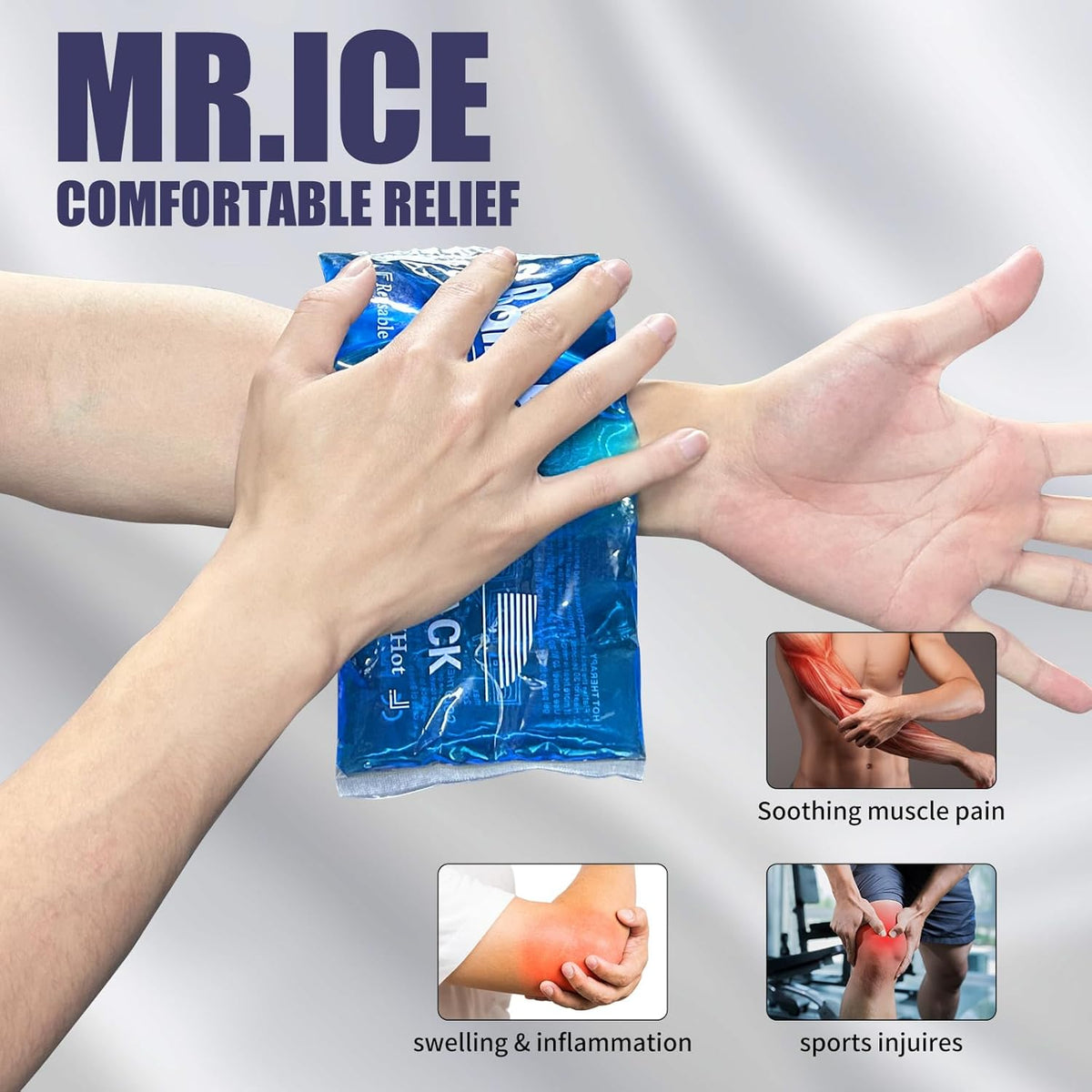 Gel Ice Packs for Head Neck Knee Elbow Wrist Foot Pain Relief (2 Pack) - Ice Packs for Injuries Reusable Gel Hot Cold Pack for Injuries - Flexible Cold Pack for Breast Surgery, Strain, Migraine