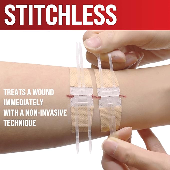 Emergency Wound Closure Strips - 2pk - Laceration Closure Kit - Stitchless & Easy to Use - Butterfly Bandages