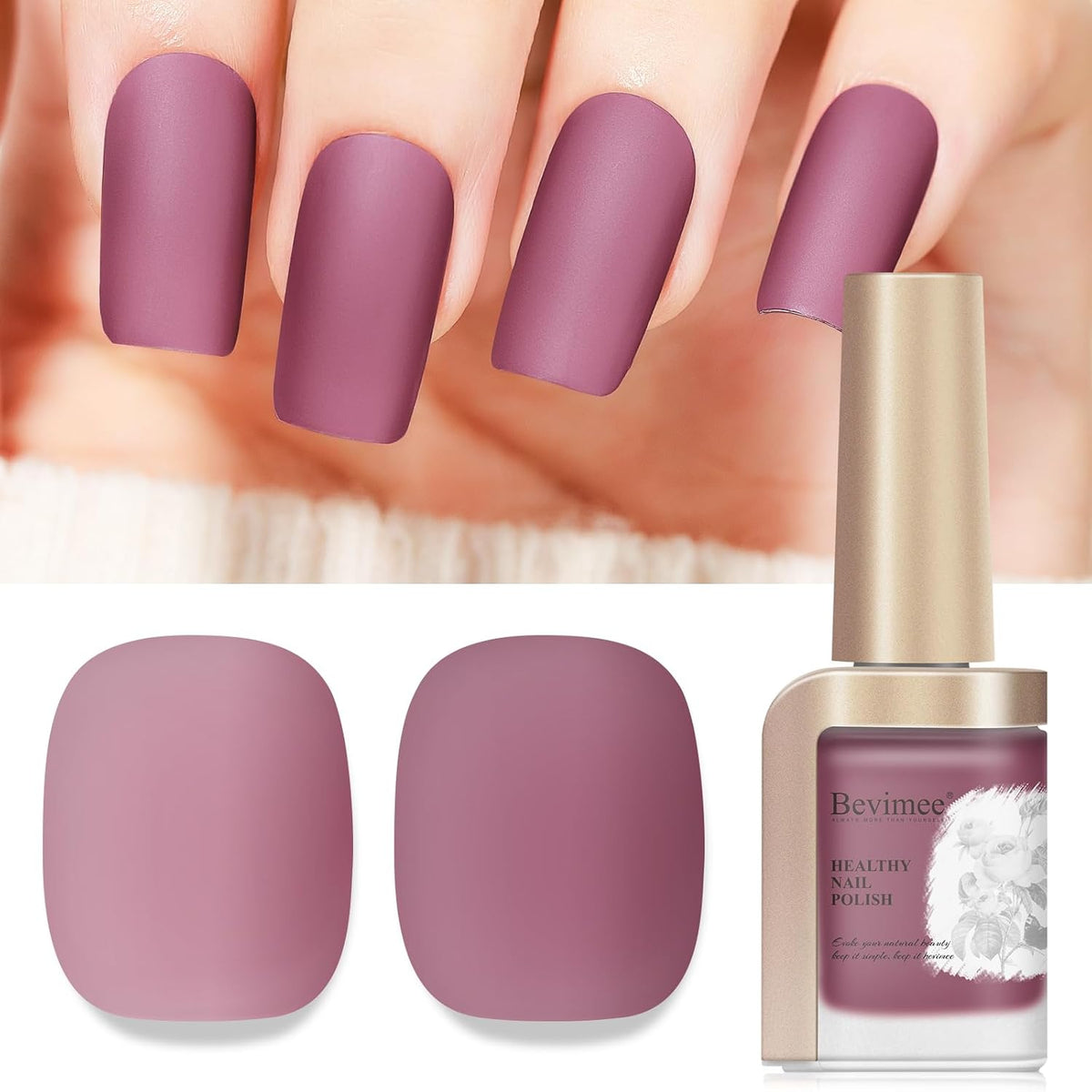 Matte Nail Polish, Air Quick Dry Nail Lacquer Matte Finish Effect, Long Lasting & Fast Drying Nail Pigment Velvet Nail Polish For Nail Art, Purplish Red12ml