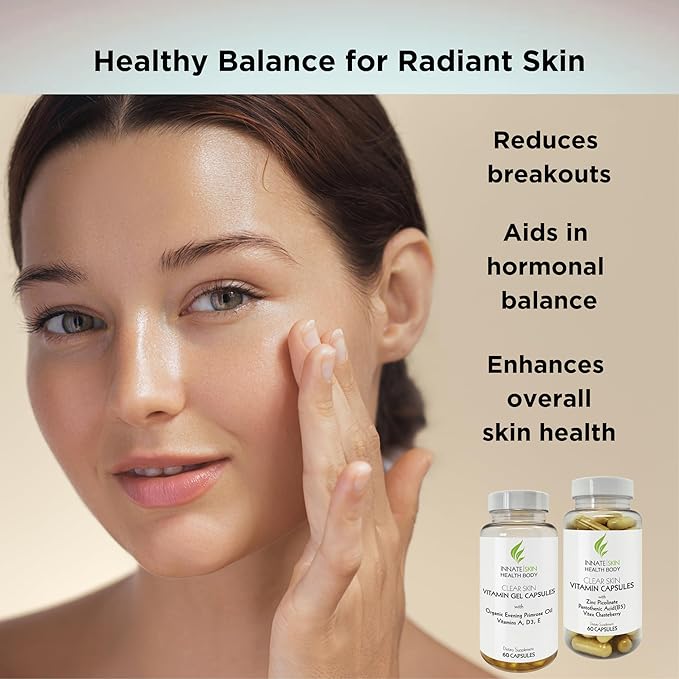 Clear Skin Acne Vitamin System | 20 Antioxidants, Botanicals & Minerals | 60 Count Pack of 2