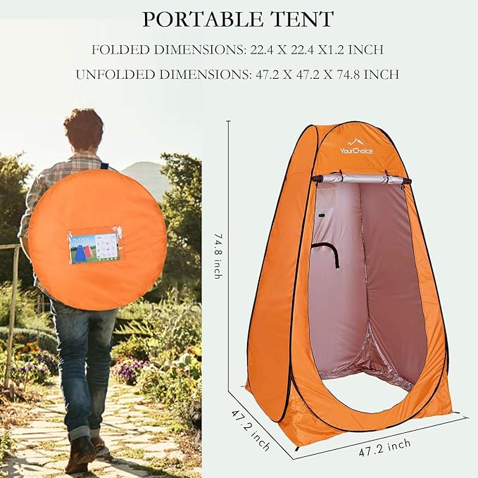 Your Choice Pop Up Privacy Shower Tent - Portable Changing Tent for Camping, Beach & Hiking - 6.2FT Lightweight with Carry Bag, Quick Setup & Full Coverage