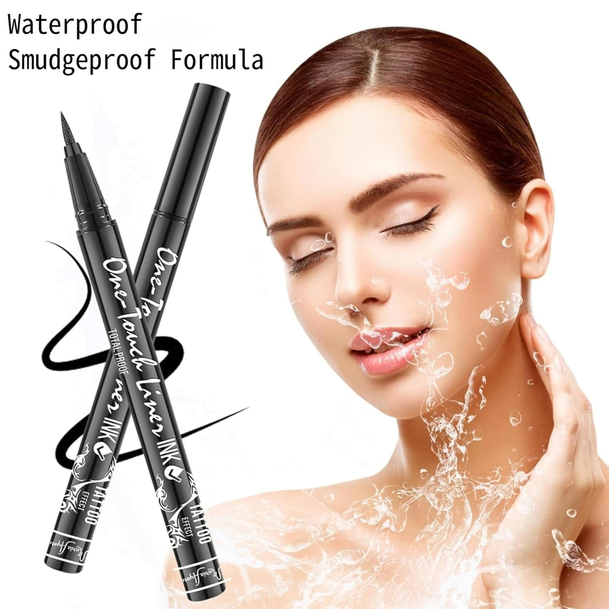 Triple Pack of Vegan-Approved Hypoallergenic Liquid Eyeliner Pens, Tattoo Effect, Quick Dry, Waterproof, Smudgeproof, Long-lasting & Felt Tip Eyeliner pen: Precision Beauty for Women (Classic Black)