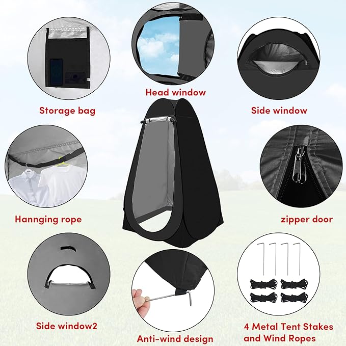 Pop Up Privacy Tent Shower Tent Changing Tent Portable Outdoor Camping Bathroom Toilet Tent Changing Dressing Room Privacy Shelters Room for Hiking and Beach Sun Shelter Picnic Fishing- Waterproof