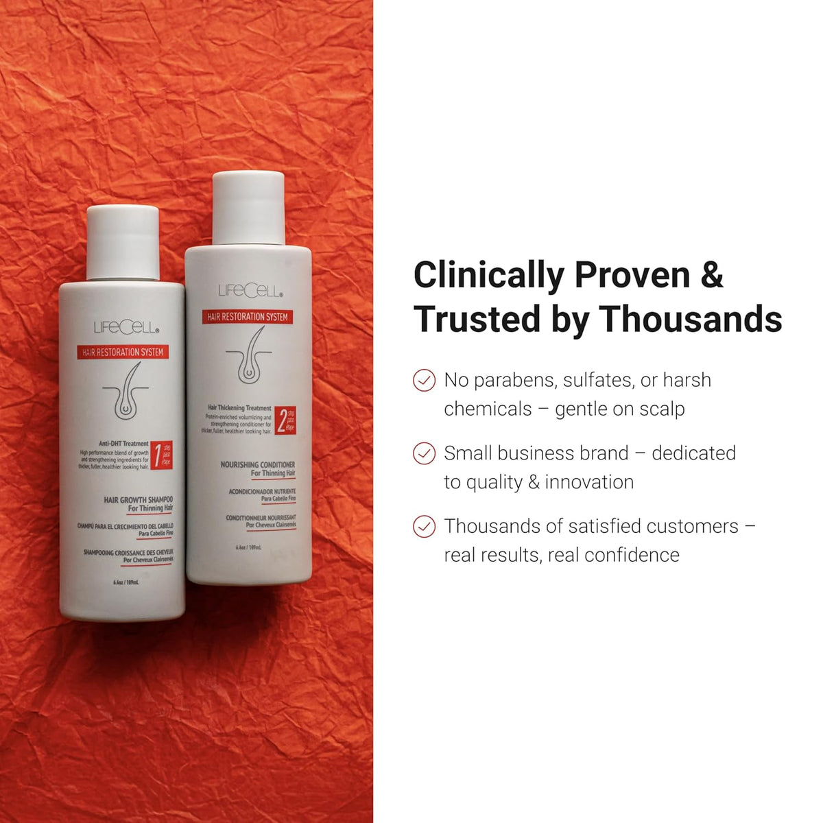 LifeCell Hair Restoration System for Men 5% – Hair Growth Treatment with Minoxidil, Anti-DHT Shampoo & Conditioner – Thicker, Fuller Hair – Supports Scalp Health & Hair Regrowth