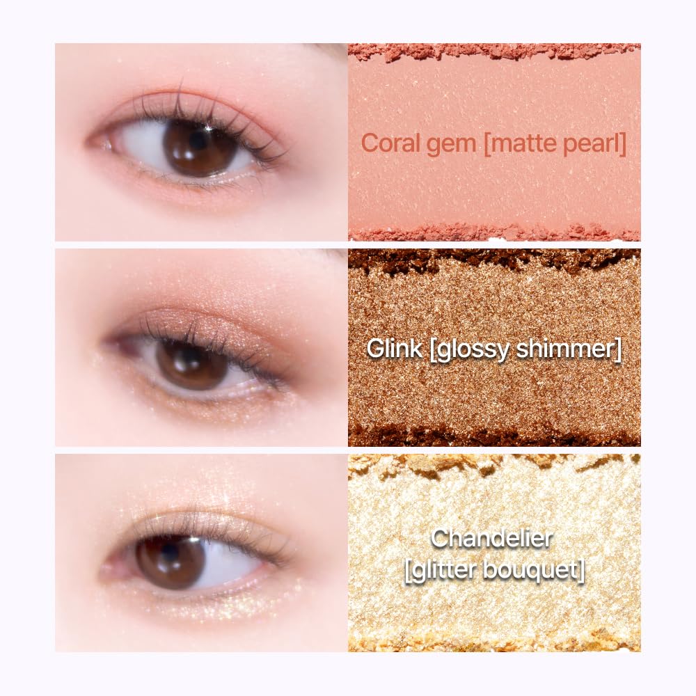 Espoir Real Eye Palette All New #4 Chandelier 0.17 oz | Multi-Use Long-Lasting Blendable 8 Colors Natural Glitter Soft veil matte Makeup Eyeshadow Palette for Various Makeup Looks | Korean Makeup