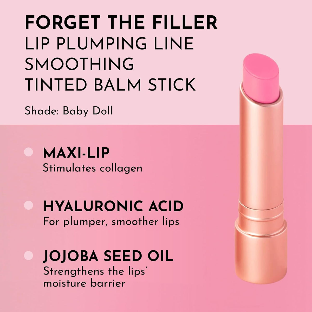 "LAWLESS Forget the Filler Lip Plumping Line-Smoothing Tinted Balm, Baby Doll, Pink, 0.09 Ounce"