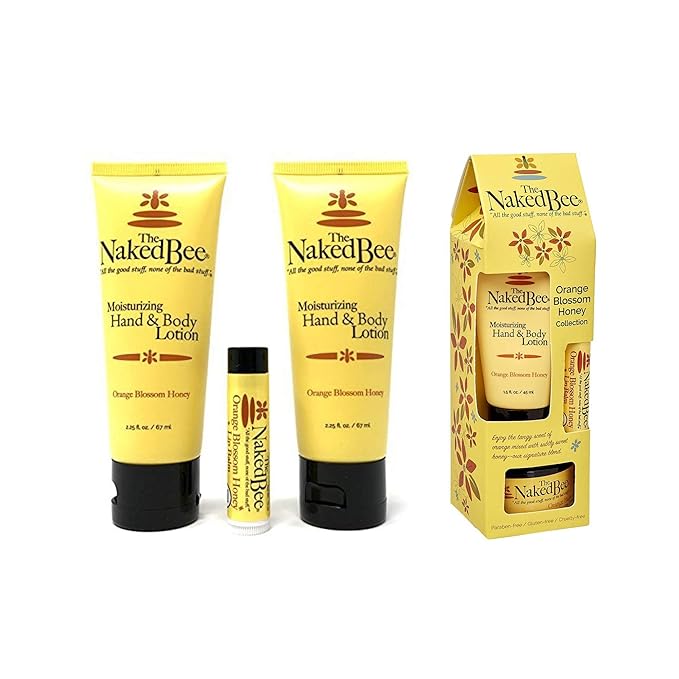 The Naked Bee Orange Blossom Honey Lip Balm Set, Hydrating, Moisturizing, and Natural Skin Care Products Cruelty Free