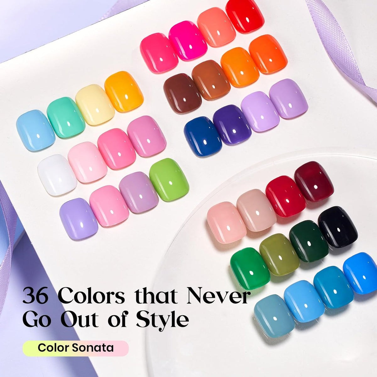 Beetles Gel Nail Polish Set – 36 Color Fall Yellow Brown Pink Red Gel Polish Kit with Base Coat Glossy Matte Glitter Top Coat Soak Off UV LED Gel for Nail Art Manicure Salon DIY Gift for Women