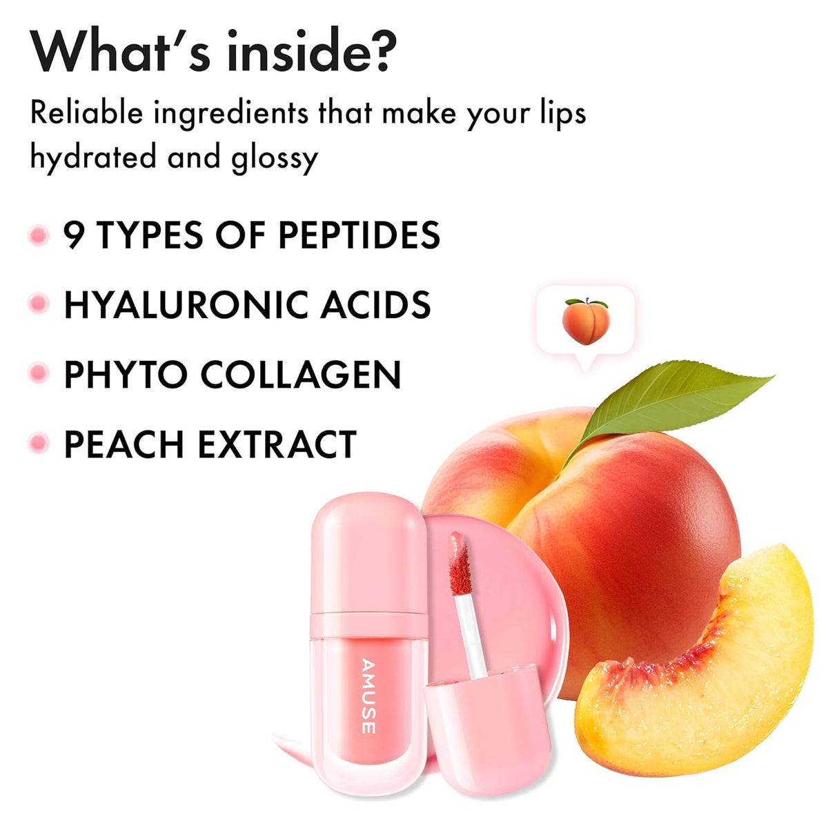 Amuse SEOUL BEBE TINT - 01 BOKSOONGA LOVE | 24-hour Long-lasting Lip Stain, Plumping, Hydrating, Moisturizing, No Peel Off, Lip Care, Treatment, Non Sticky, Korean Lip Tint for Dry Lips