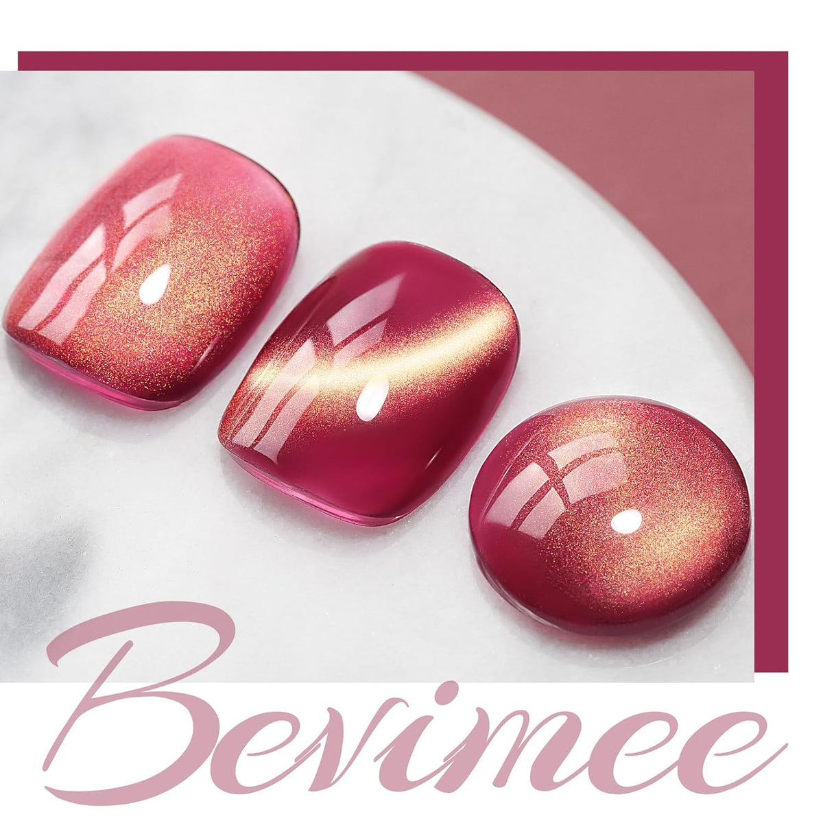 Cat Eye Gel Nail Polish Red Glass Jelly Magnetic Nail Polish Gel Shimmer Glitter Gloss Shine Holographic Wine Color Velvet For Nail Art Manicure DIY At Home 12ml