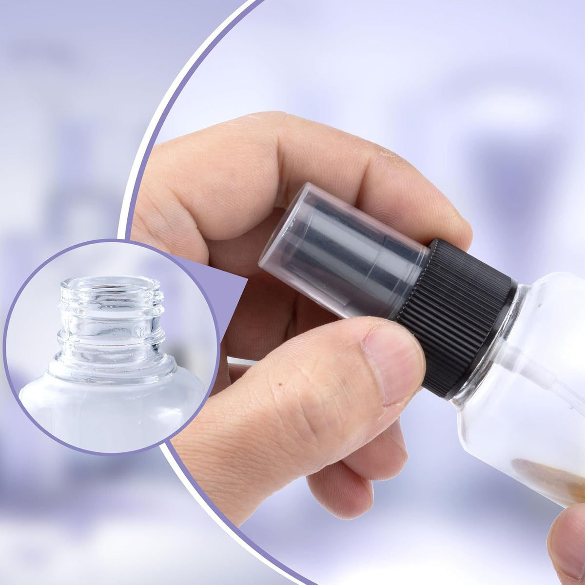 8pcs Sprayer Top Caps, Fine Mist Nozzle Replacement with 5.9" Dip Tube, 24/410 Plastic Sprayer Pump for Perfumes Cleaning Solution- Black