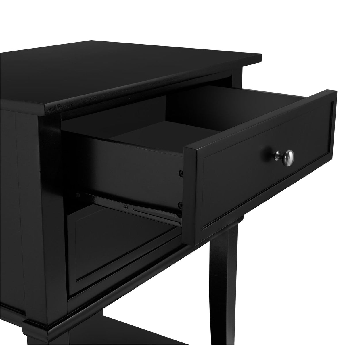Ameriwood Home Franklin Accent Table with 2 Drawers, Black Finish, Engineered Wood Construction