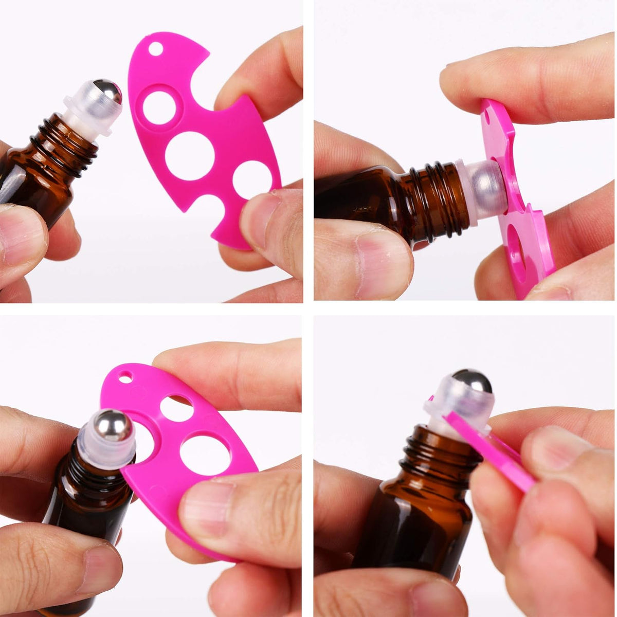 inice 4 Pack Essential Oil Roller Bottles 10ml Amber Glass RollerBall Bottle with Stainless Steel Roller Ball Alloy Cap for Daily Care