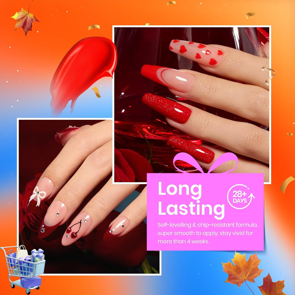 Beetles Fall Gel Nail Polish Set - Nude Brown Burgundy Red Natural 6 Colors Skin Tones Gel Nail Polish Soak off Nail Uv Lamp Manicure Caramel Collection Gifts for Women