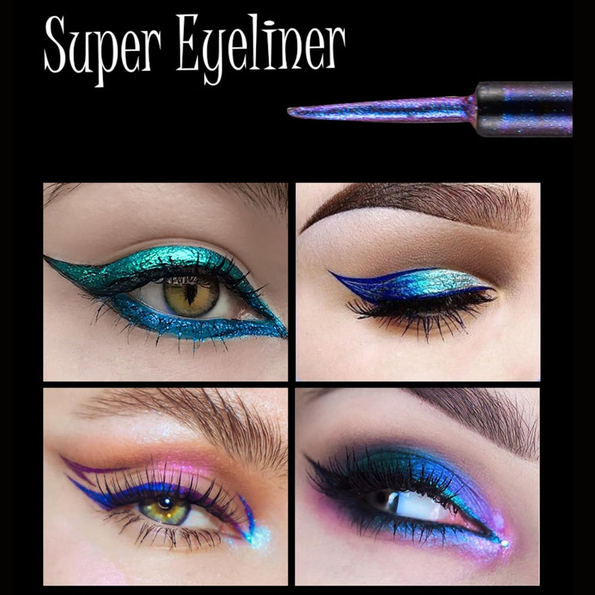 Corlo Glitter liquid eyeliner waterproof, Metallic Intense Color Shifting Colorful Eyeliner, Eyeliner Gel MultiColor Highly Pigmented Gift Kit for Women and Girls (Set)