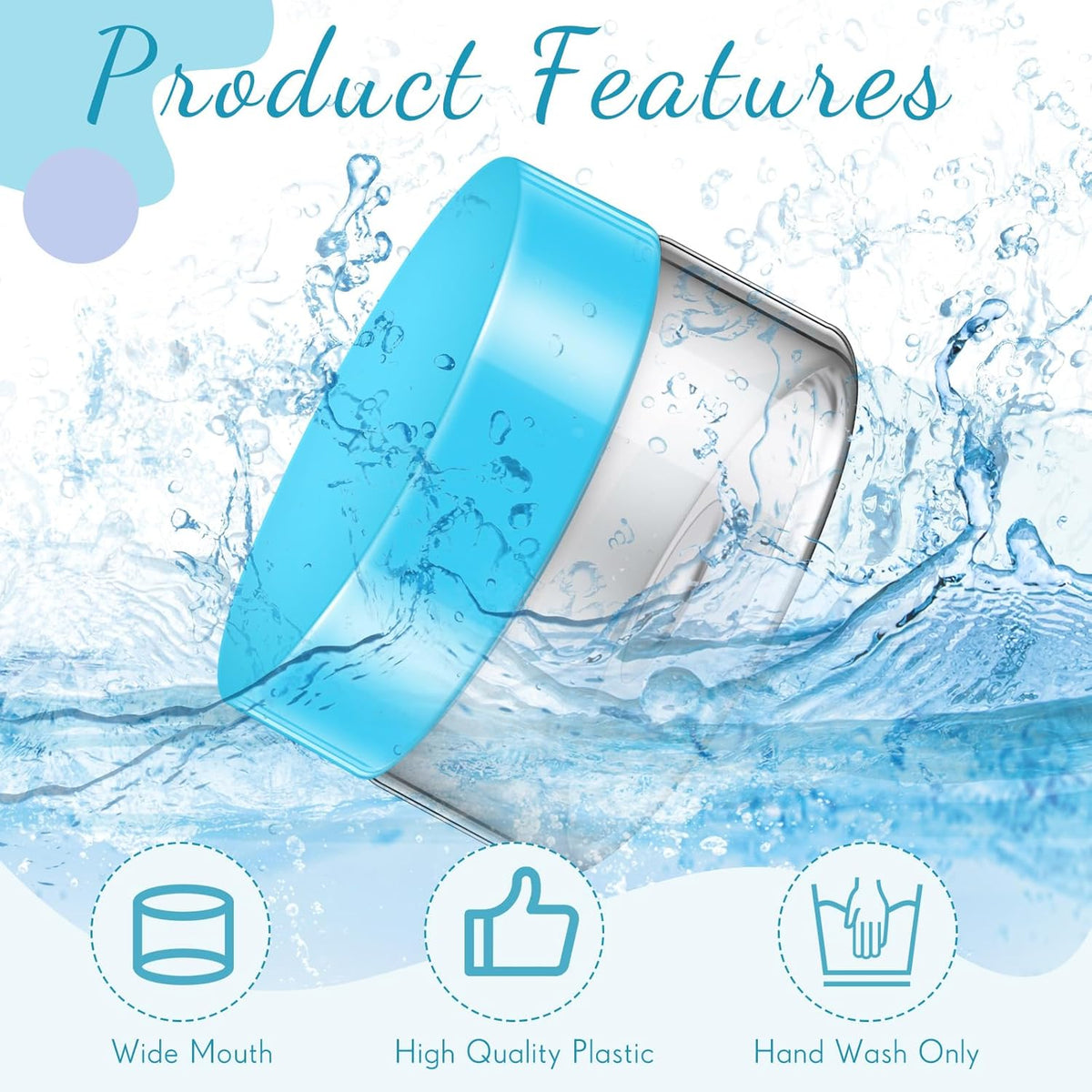 SATINIOR 36 Pieces Plastic Jars with Lids Round Leak Proof Airtight Container Cosmetic Small Empty Jars for Lotions Ointments Travel Toiletries Creams Make up Storage(1 oz,Blue)