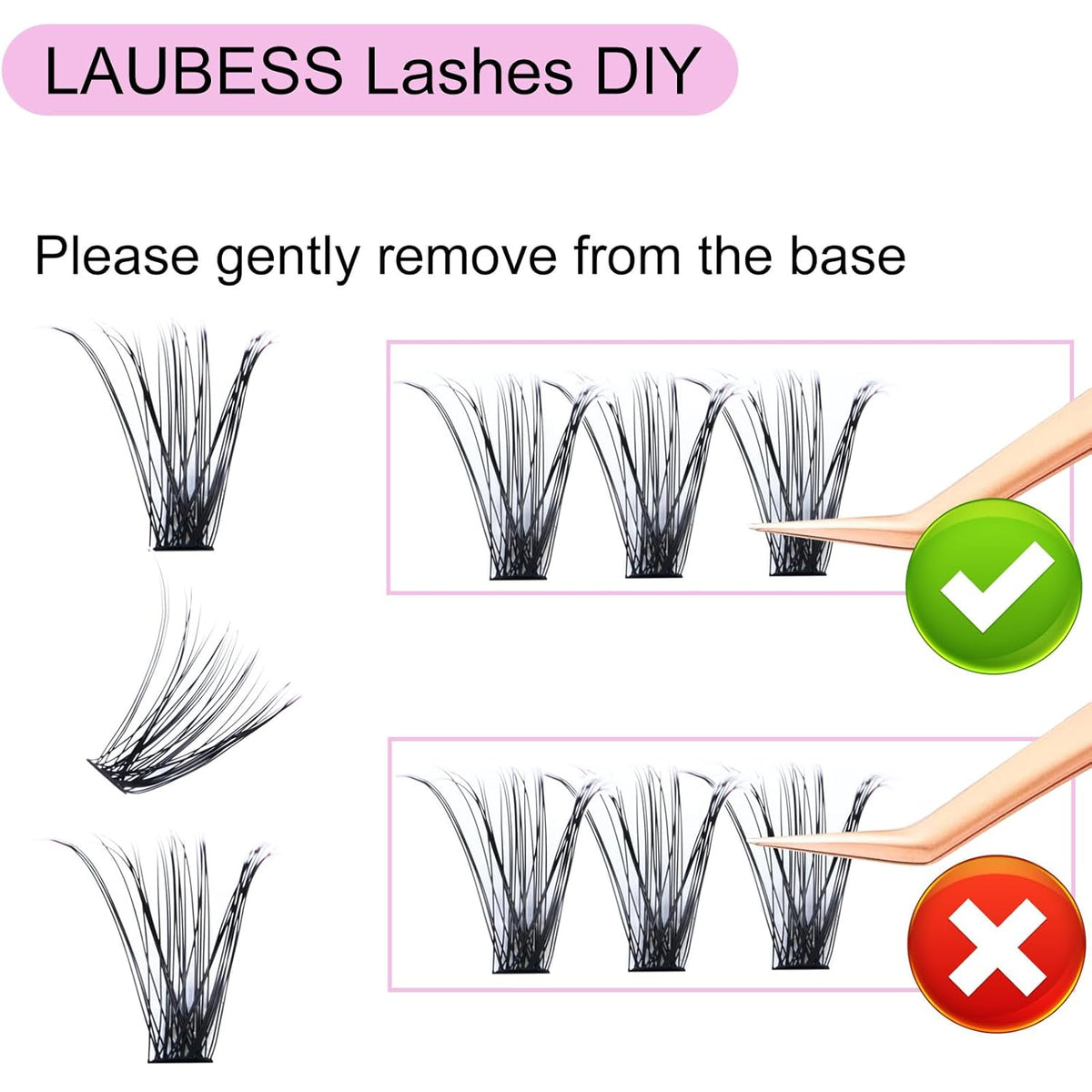 Eyelash Clusters LAUBESS Lash Clusters Individual Lashes Cluster Eyelash Extensions DIY at Home Waterproof Cluster Lashes (40D-D-13)
