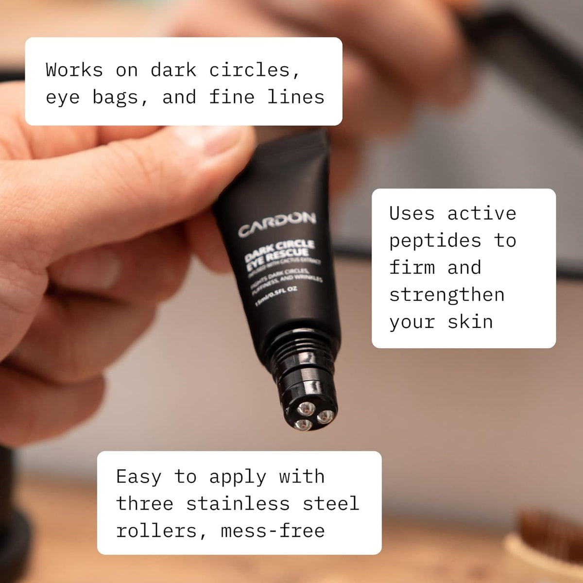 Cardon | Dark Circle Rescue for Men and Women | Under Eye Roller Eye Stick Massager for Puffy Eyes, Dark Circles, Bags, Wrinkles | Made with Peptides, Niacinamide, Hyaluronic Acid