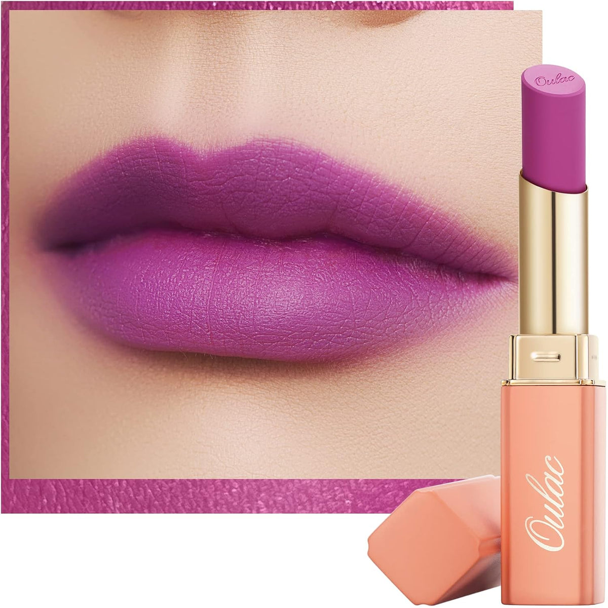 Oulac Violet Soft Matte Lipstick| Lipstick & Blush Duo| Velvet Smooth Lip Stick| Highly Pigmented & Misty Texture| Full Coverage Lip Stains Enriched with Rose Oil| Vegan & Clean Beauty| Y11