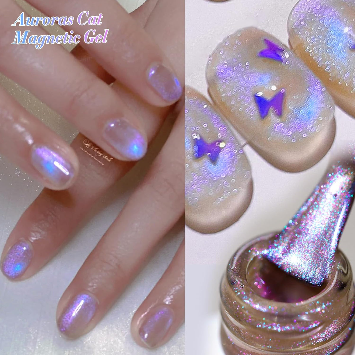 Born Pretty Purple Auroras Cat Magnetic Eye Gel, Fall Winter Mermaid Shiny Effect Soak Off Nail Art Salon Manicure Home Gift 15ml