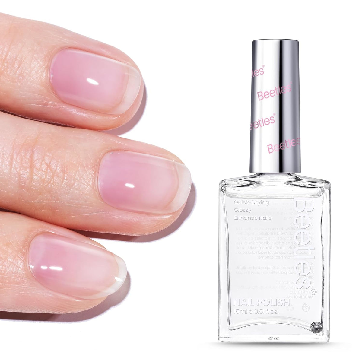 Beetles Nail Strengthener - Clear Nail Concealer Fast Air Dry Clear Air Dry Nail Growth for Damaged Uneven Nails Fingernail Polish Imperfection Masking for Sheer Shine DIY Manicure Salon Quality